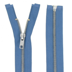 Fermeture Métal Argent 40cm bleu jeans